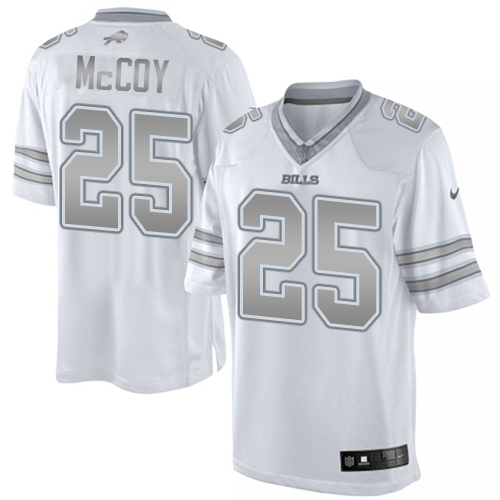 Men's Elite LeSean McCoy Nike Jersey White - #25 Platinum NFL Buffalo Bills